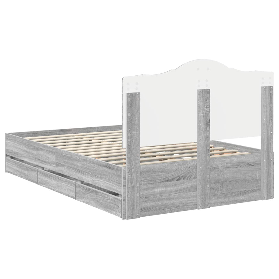 Bedframe met lade Grijze Sonoma 120 x 190 cm Ingenieurshout