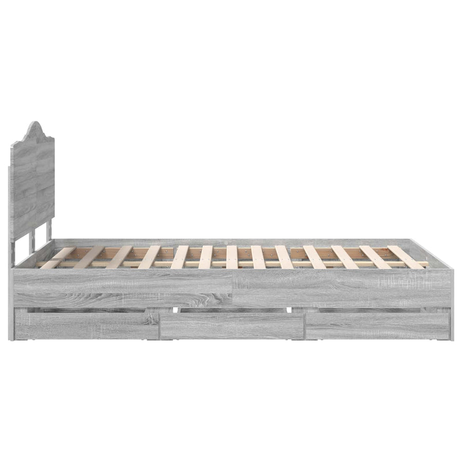 Bedframe met lade Grijze Sonoma 120 x 190 cm Ingenieurshout