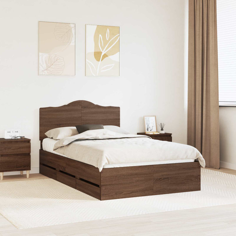 Bedframe met lade Bruine eik 120 x 190 cm Ingenieurshout