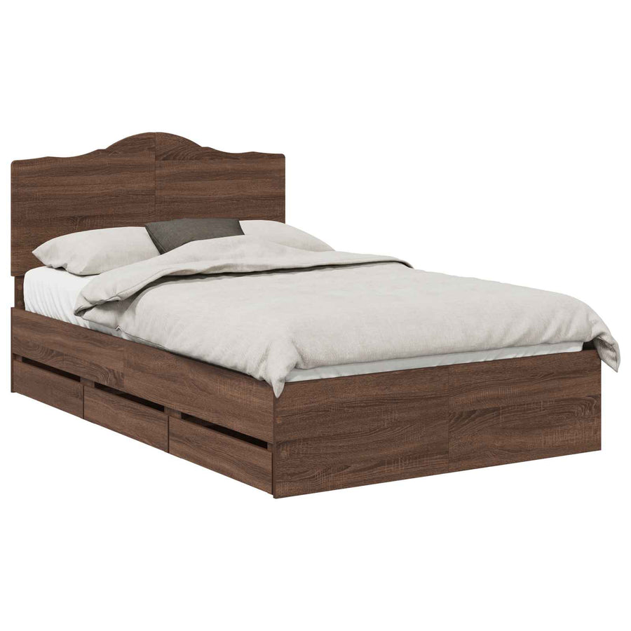 Bedframe met lade Bruine eik 120 x 190 cm Ingenieurshout