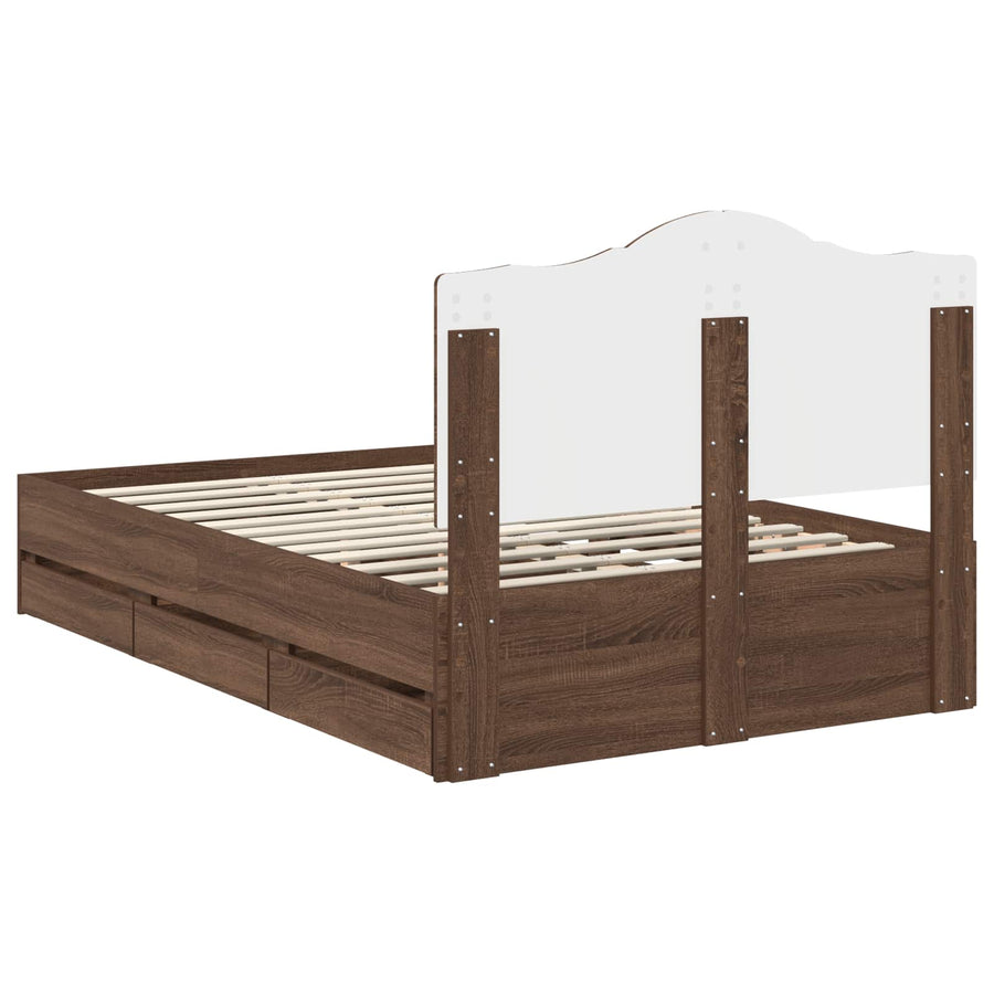 Bedframe met lade Bruine eik 120 x 190 cm Ingenieurshout