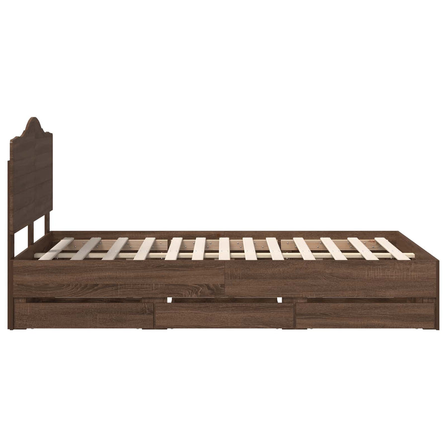 Bedframe met lade Bruine eik 120 x 190 cm Ingenieurshout
