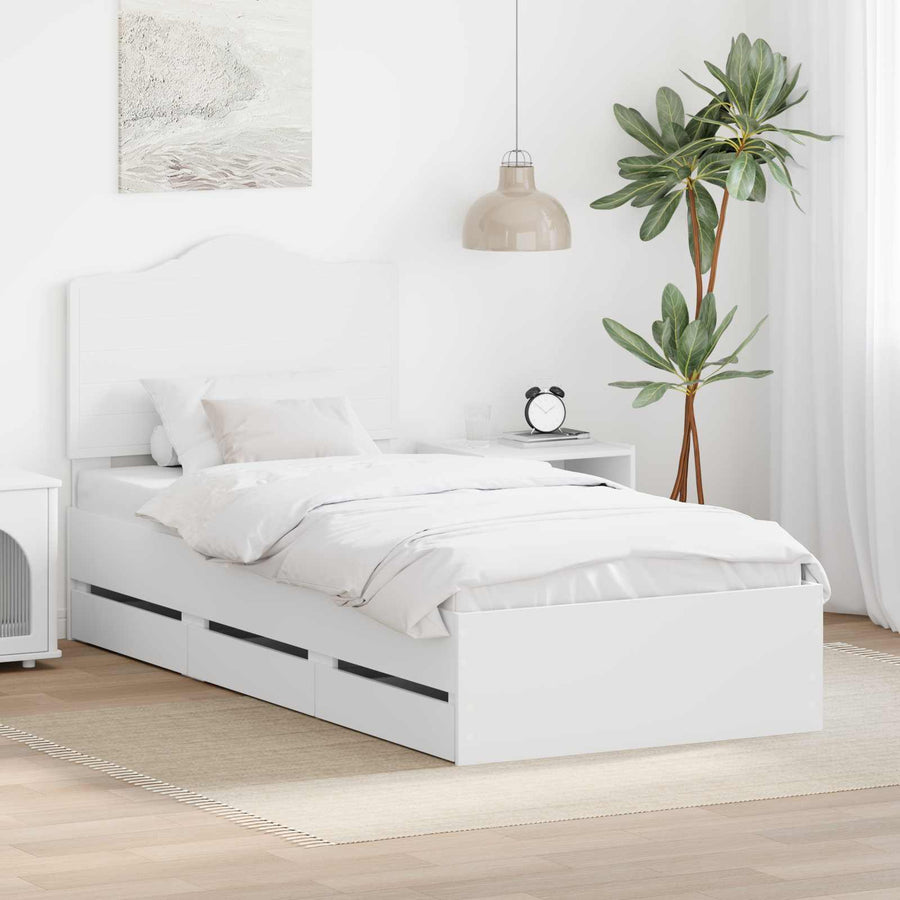 Bedframe met lade met opslag Wit 100 x 200 cm Ingenieurshout