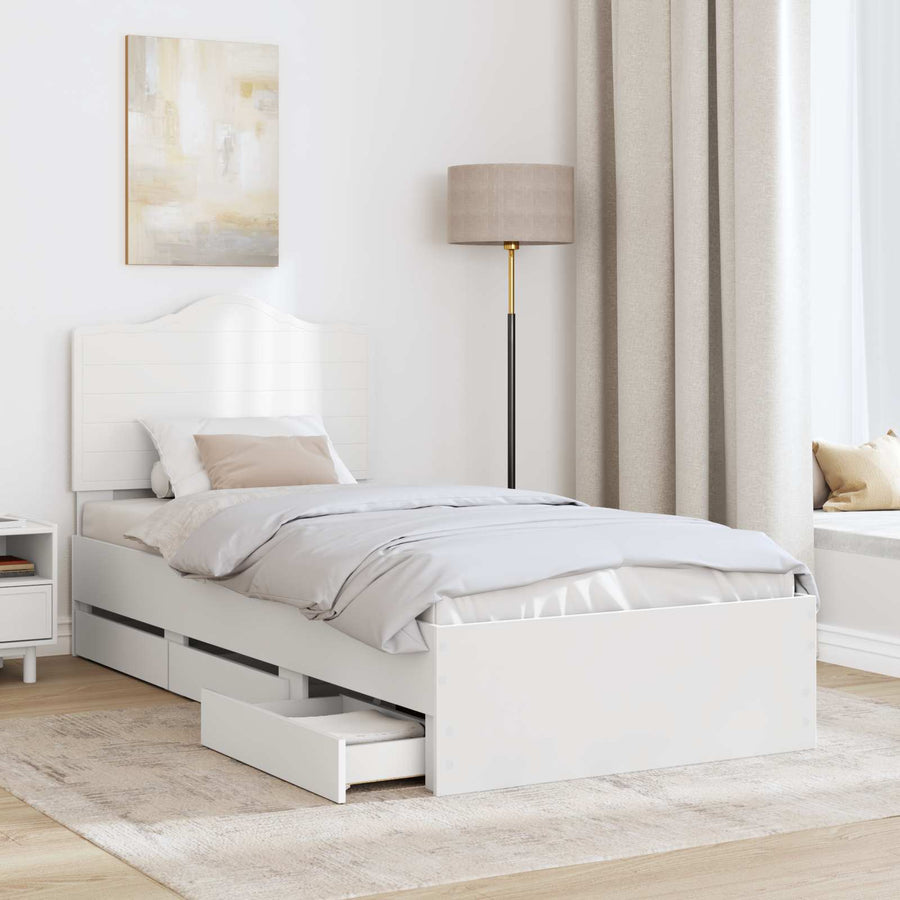 Bedframe met lade met opslag Wit 100 x 200 cm Ingenieurshout