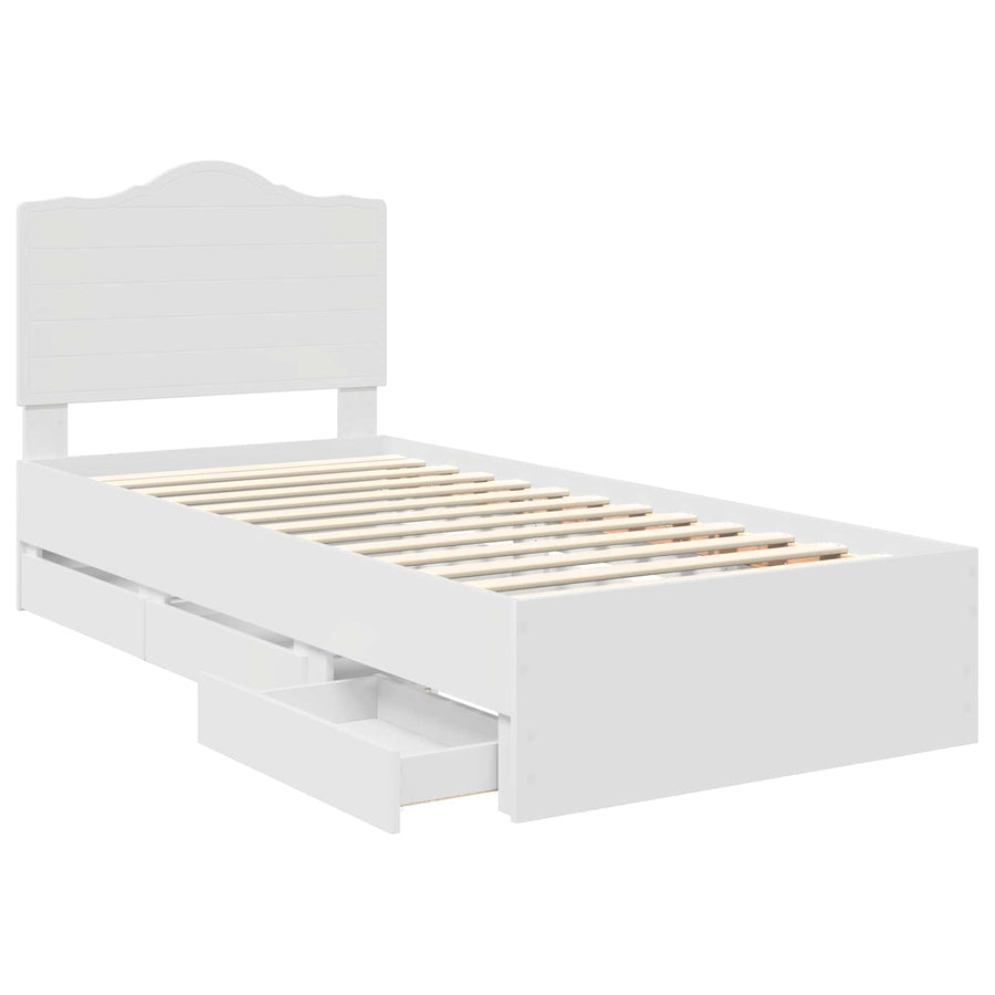 Bedframe met lade met opslag Wit 100 x 200 cm Ingenieurshout