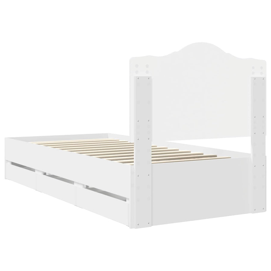 Bedframe met lade met opslag Wit 100 x 200 cm Ingenieurshout