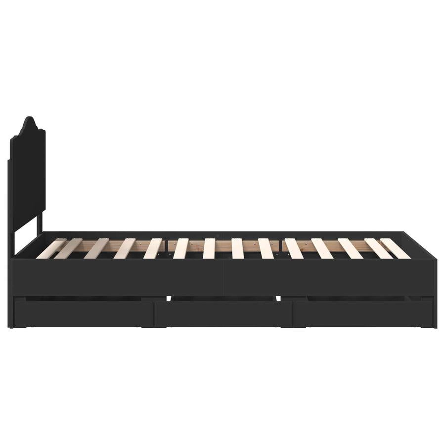Bedframe met lade met opslag Zwart 100 x 200 cm Ingenieurshout
