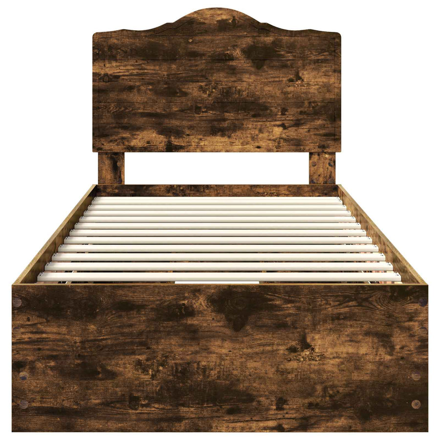 Bedframe met lade Gerookte Eik 100 x 200 cm Ingenieurshout