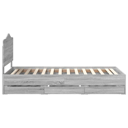 Bedframe met lade Grijze Sonoma 100 x 200 cm Ingenieurshout