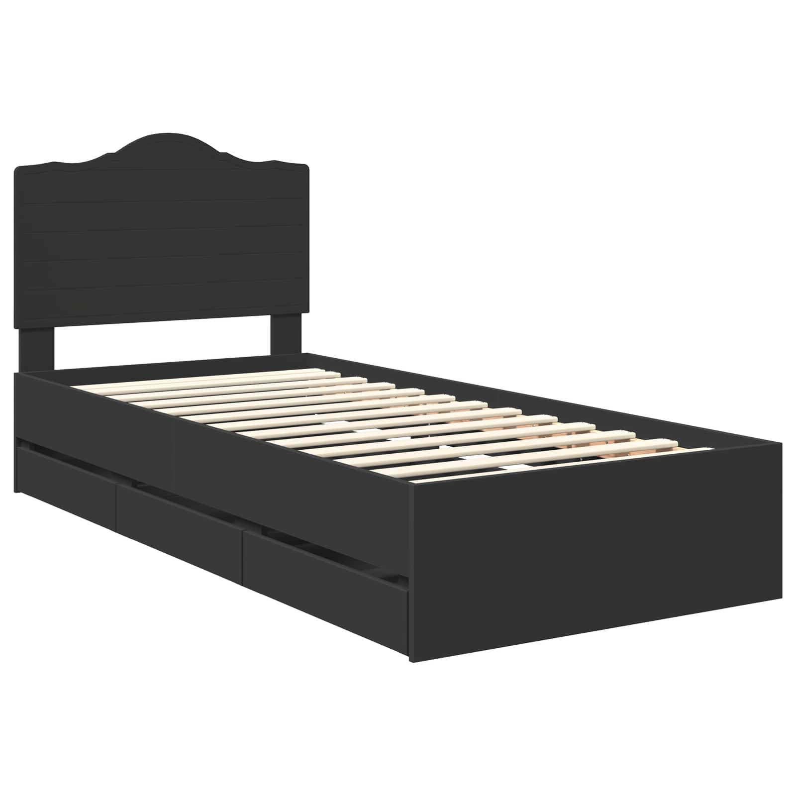 Bedframe met lade met opslag Zwart 90 x 200 cm Ingenieurshout