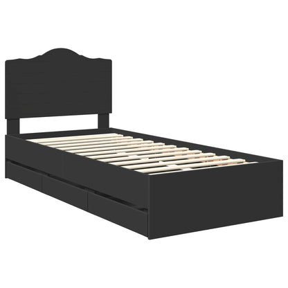 Bedframe met lade met opslag Zwart 90 x 200 cm Ingenieurshout