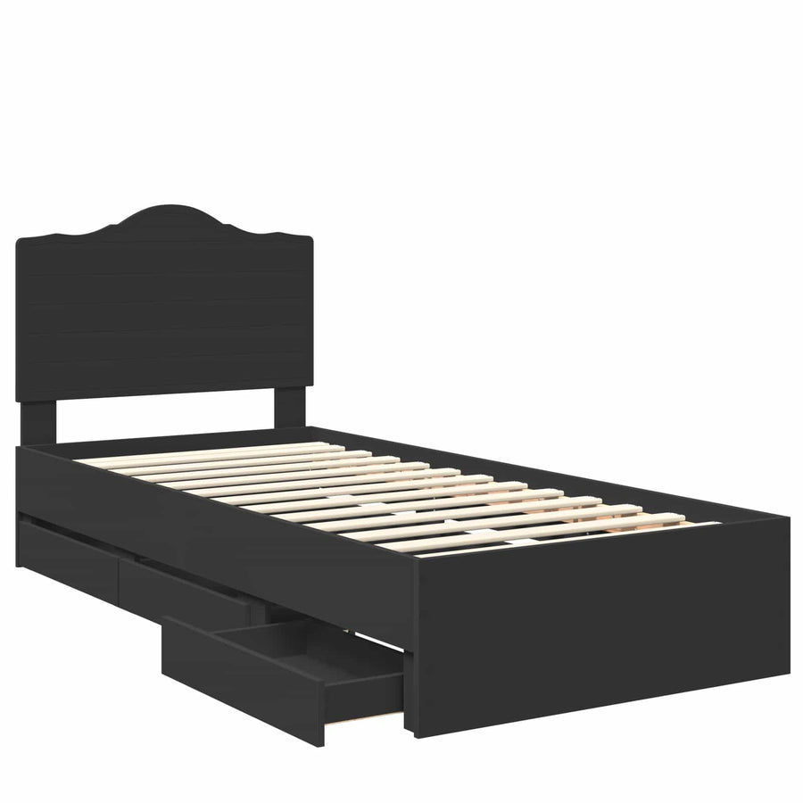 Bedframe met lade met opslag Zwart 90 x 200 cm Ingenieurshout