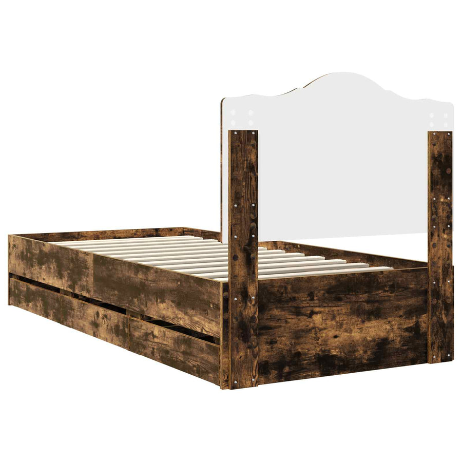 Bedframe met lade Gerookte Eik 90 x 200 cm Ingenieurshout