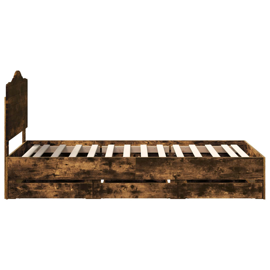 Bedframe met lade Gerookte Eik 90 x 200 cm Ingenieurshout