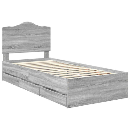 Bedframe met lade Grijze Sonoma 90 x 200 cm Ingenieurshout