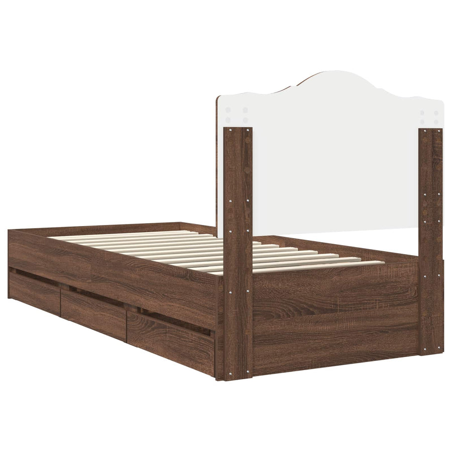 Bedframe met lade Bruine eik 90 x 200 cm Ingenieurshout
