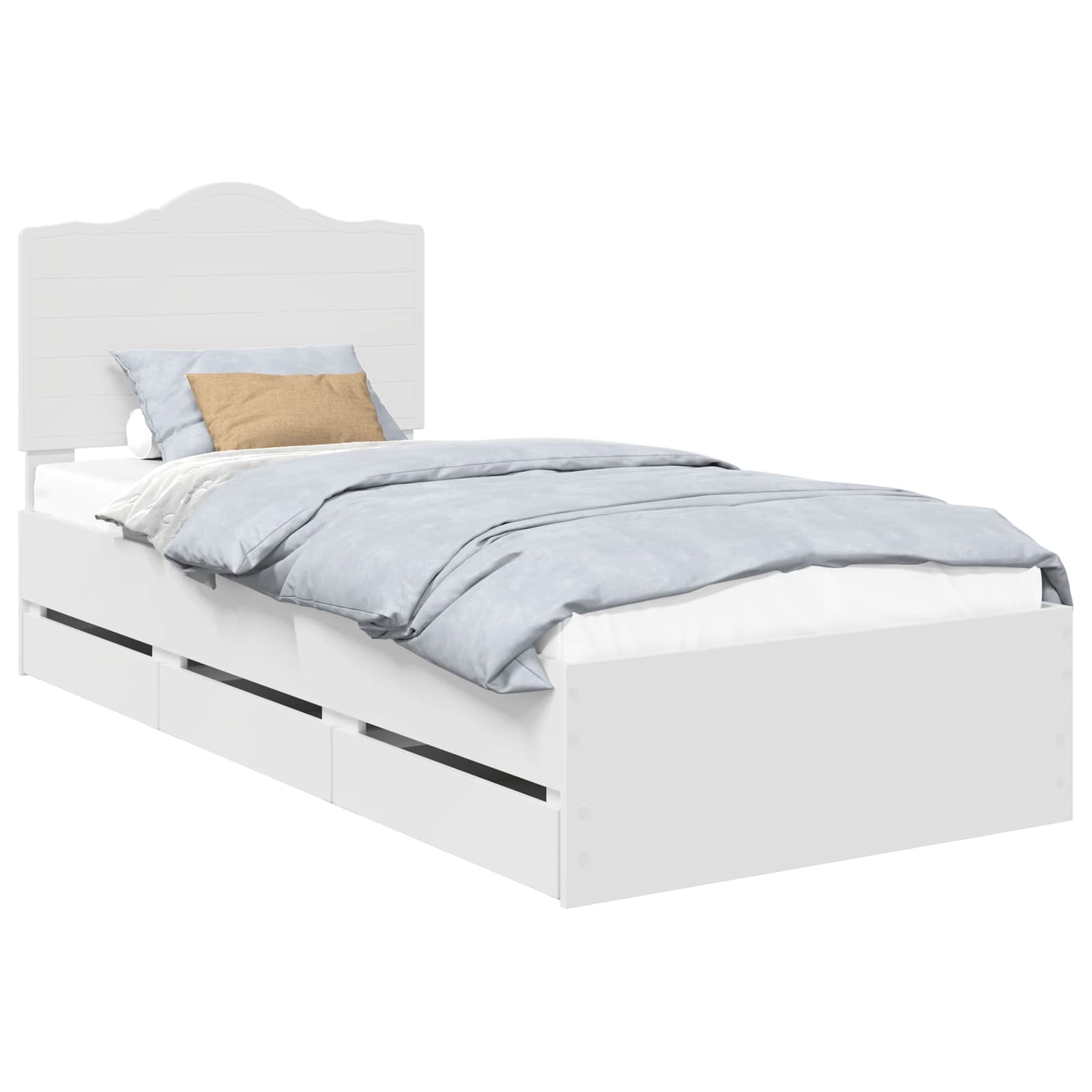 Bedframe met lade met hoofdeinde Wit 90 x 190 cm Ingenieurshout