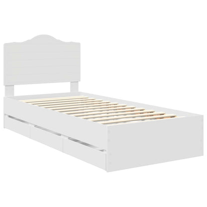Bedframe met lade met hoofdeinde Wit 90 x 190 cm Ingenieurshout