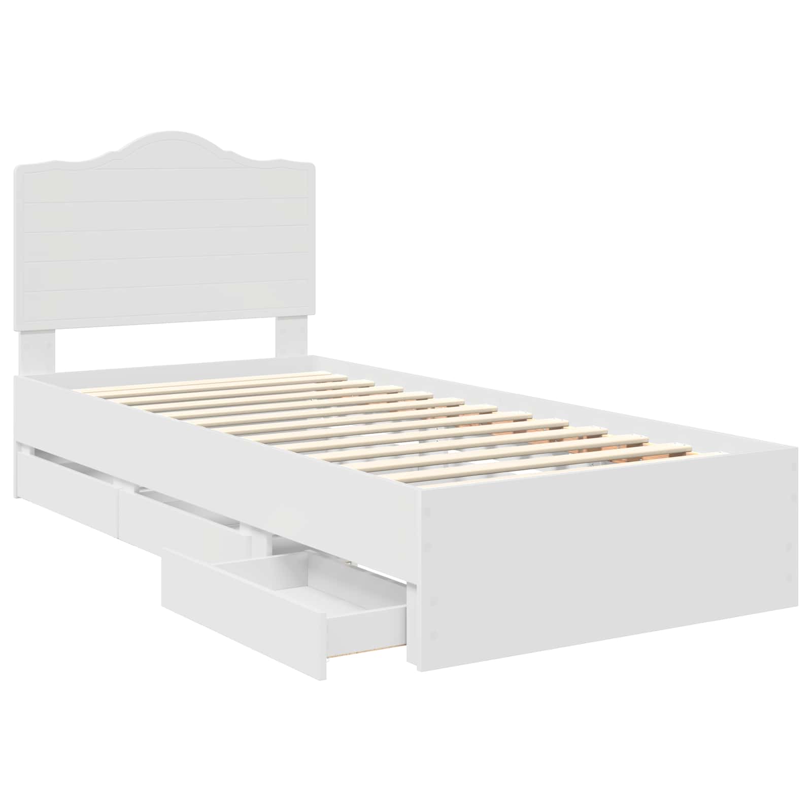 Bedframe met lade met hoofdeinde Wit 90 x 190 cm Ingenieurshout