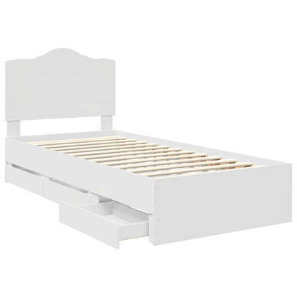 Bedframe met lade met hoofdeinde Wit 90 x 190 cm Ingenieurshout