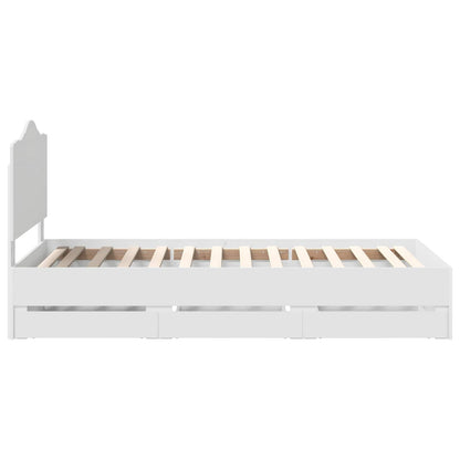 Bedframe met lade met hoofdeinde Wit 90 x 190 cm Ingenieurshout
