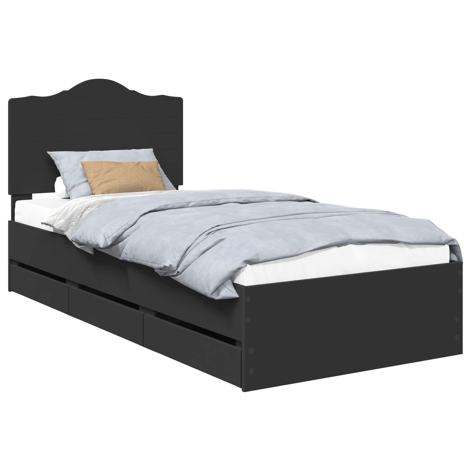 Bedframe met lade met opslag Zwart 90 x 190 cm Ingenieurshout