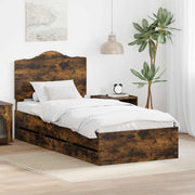 Bed Frame with Drawer Smoked Oak 90 x 190 cm Engineered Wood