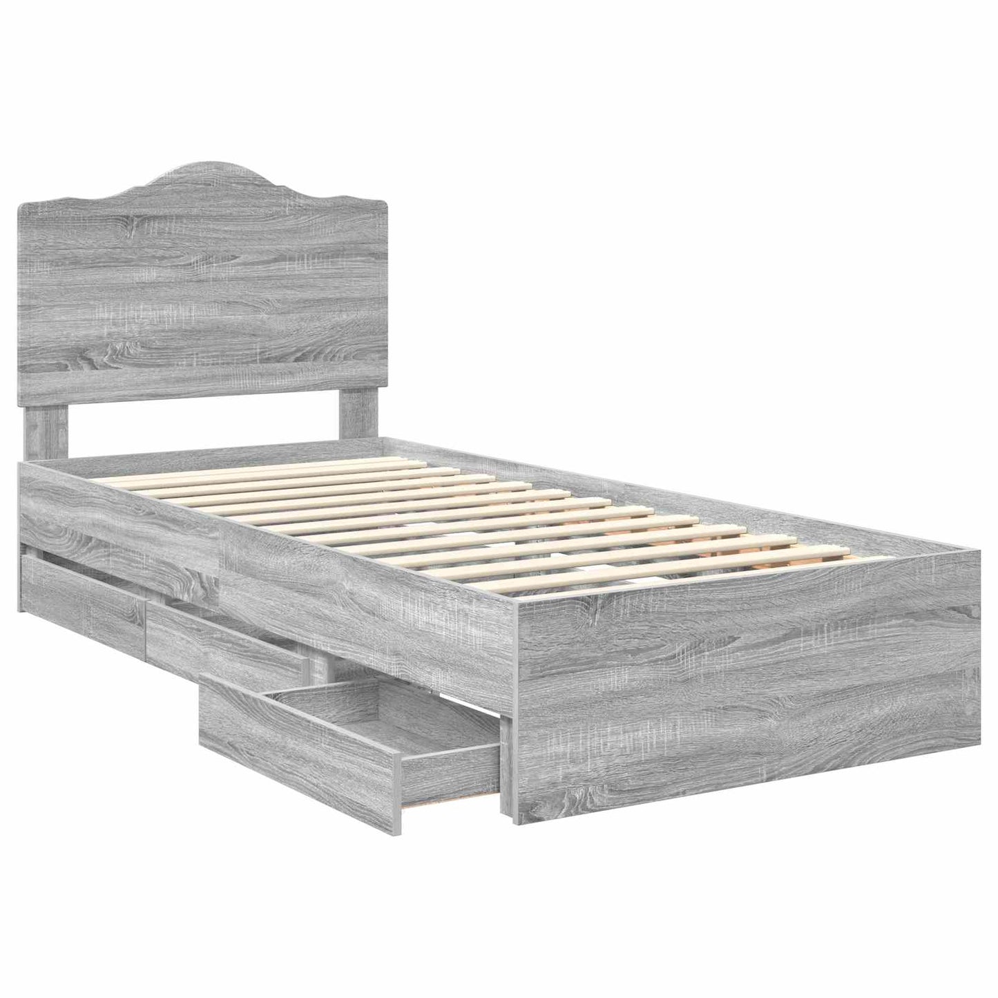 Bedframe met lade Grijze Sonoma 90 x 190 cm Ingenieurshout