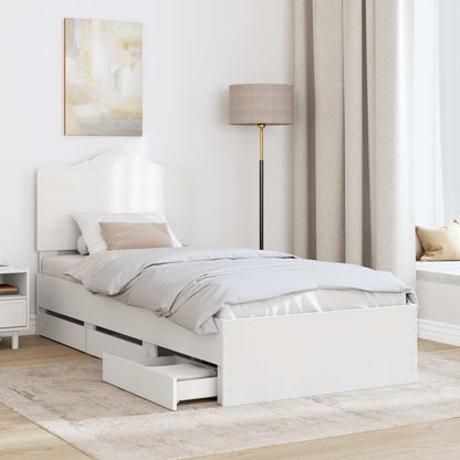 Bedframe met lade met hoofdeinde Wit 75 x 190 cm Ingenieurshout