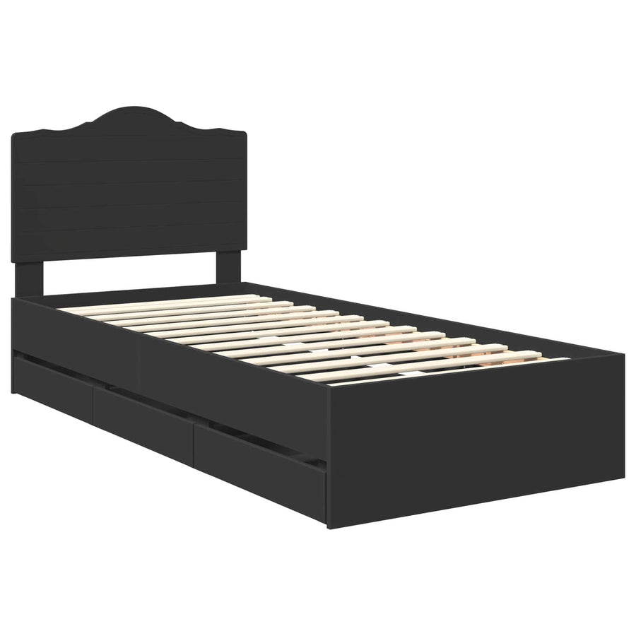 Bedframe met lade met opslag Zwart 75 x 190 cm Ingenieurshout