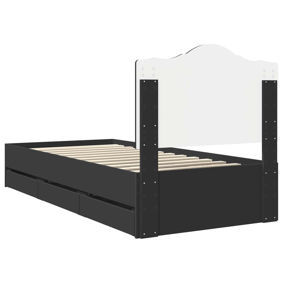 Bedframe met lade met opslag Zwart 75 x 190 cm Ingenieurshout