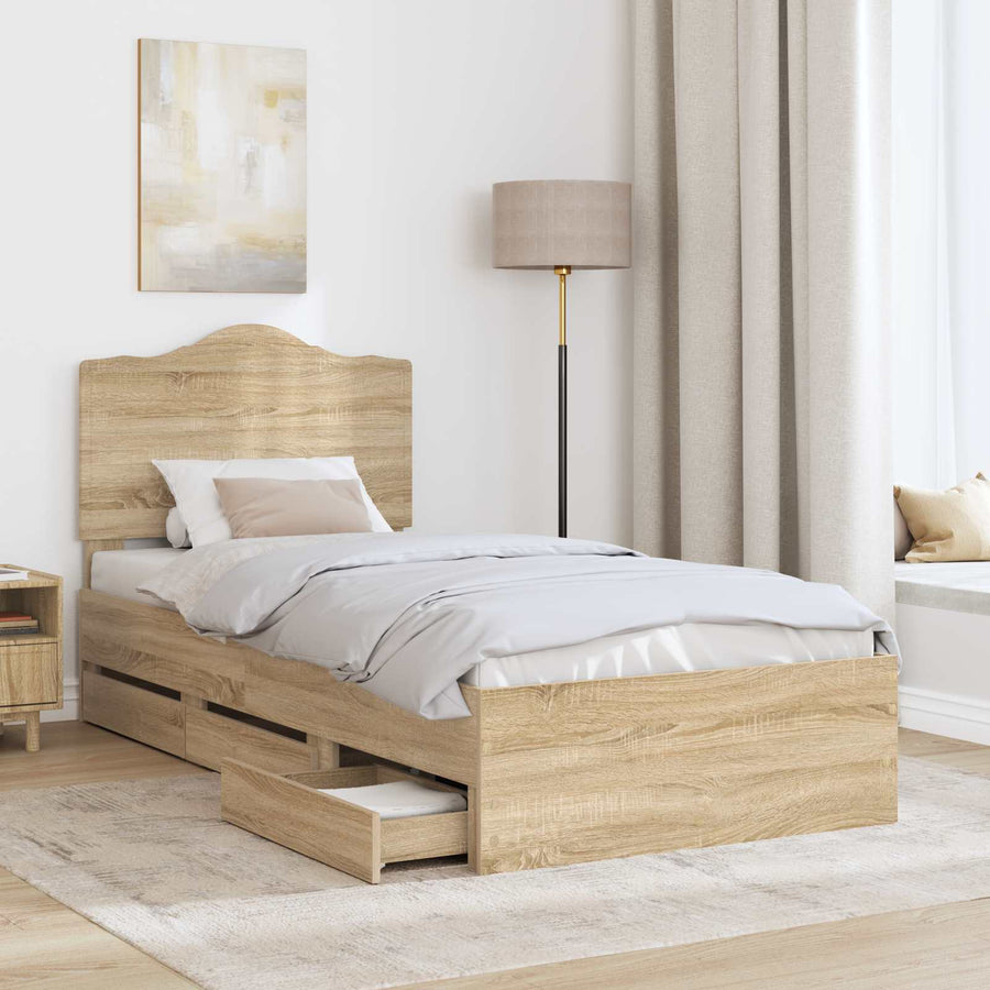 Bedframe met lade Sonoma Eiken 75 x 190 cm Ingenieurshout