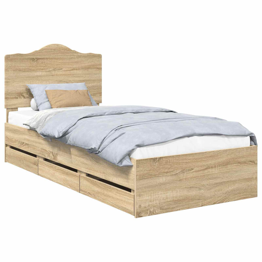 Bedframe met lade Sonoma Eiken 75 x 190 cm Ingenieurshout