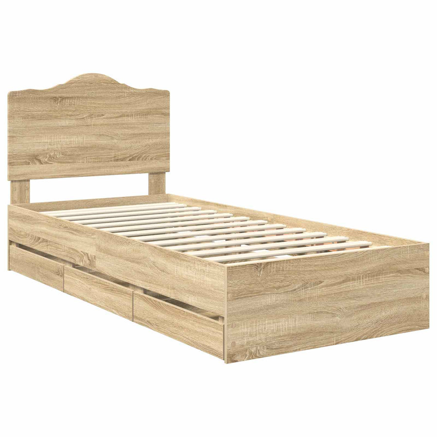 Bedframe met lade Sonoma Eiken 75 x 190 cm Ingenieurshout