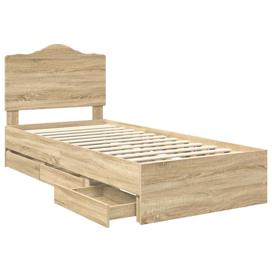 Bedframe met lade Sonoma Eiken 75 x 190 cm Ingenieurshout