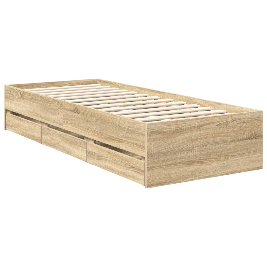 Bedframe met lade Sonoma Eiken 75 x 190 cm Ingenieurshout