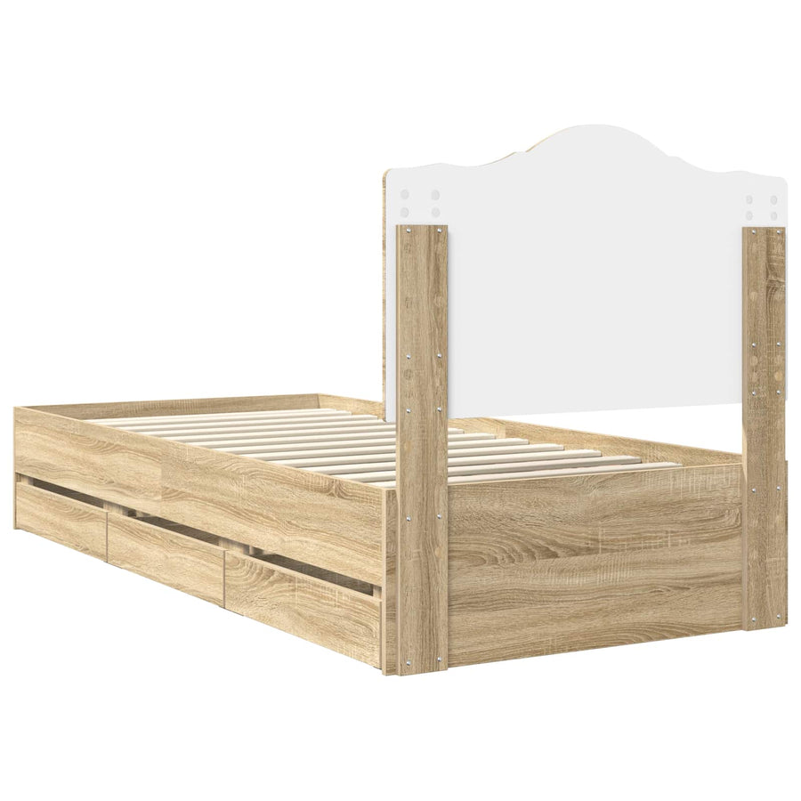 Bedframe met lade Sonoma Eiken 75 x 190 cm Ingenieurshout