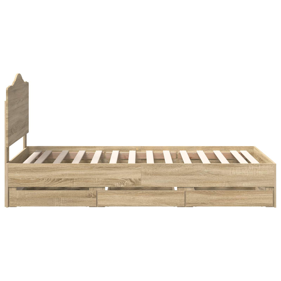Bedframe met lade Sonoma Eiken 75 x 190 cm Ingenieurshout