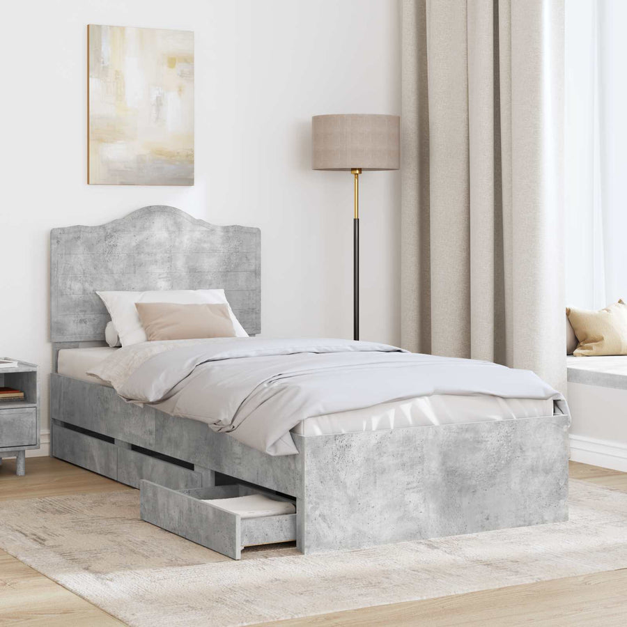Bedframe met lade Beton Grijs 75 x 190 cm Ingenieurshout