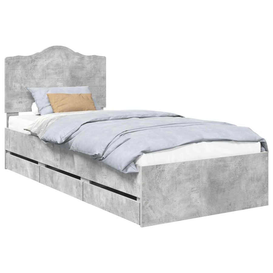 Bedframe met lade Beton Grijs 75 x 190 cm Ingenieurshout
