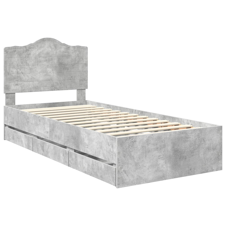 Bedframe met lade Beton Grijs 75 x 190 cm Ingenieurshout
