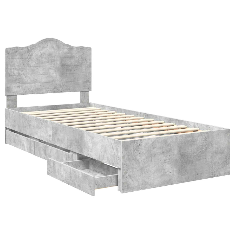 Bedframe met lade Beton Grijs 75 x 190 cm Ingenieurshout
