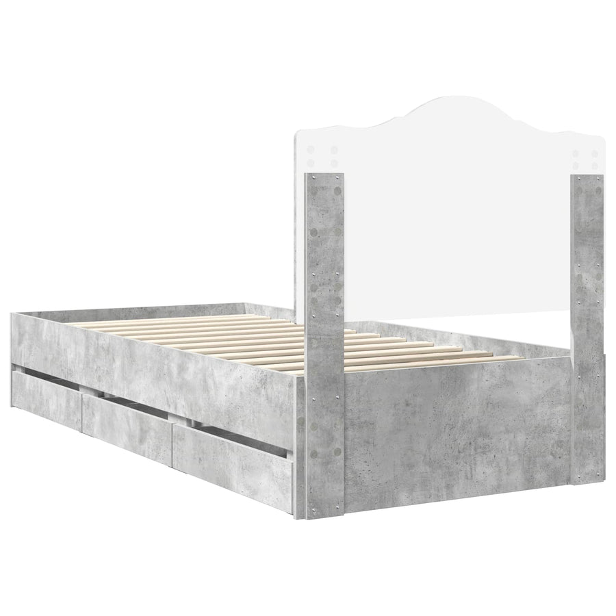 Bedframe met lade Beton Grijs 75 x 190 cm Ingenieurshout