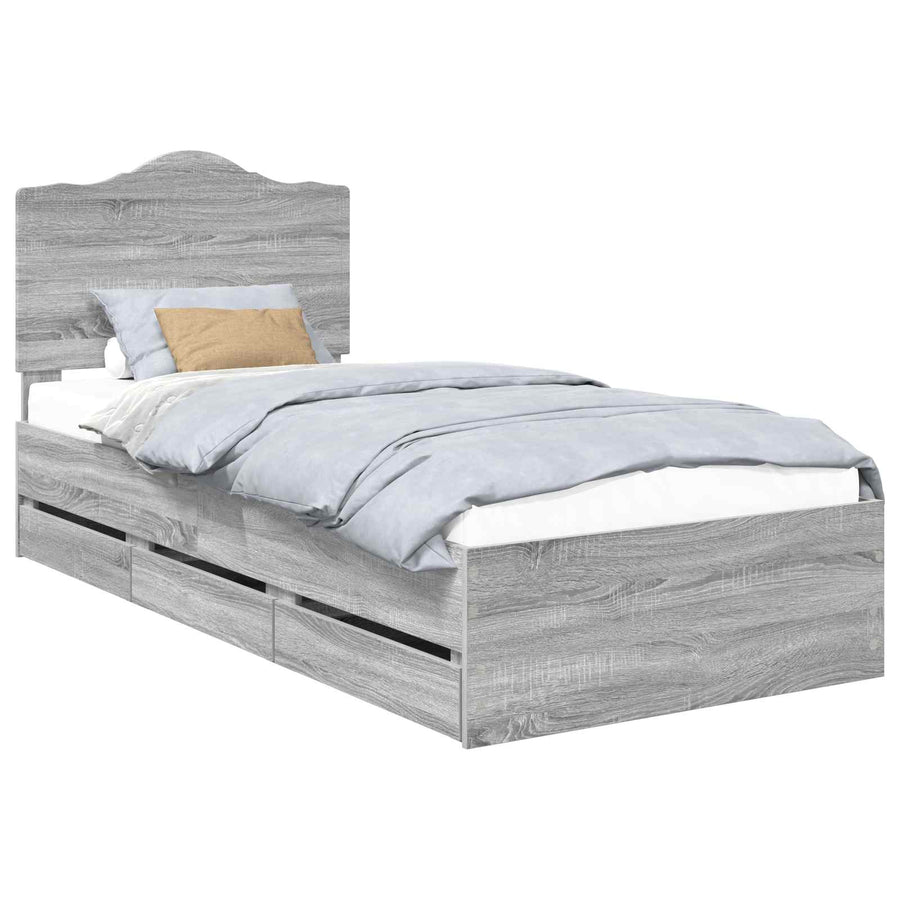 Bedframe met lade Grijze Sonoma 75 x 190 cm Ingenieurshout