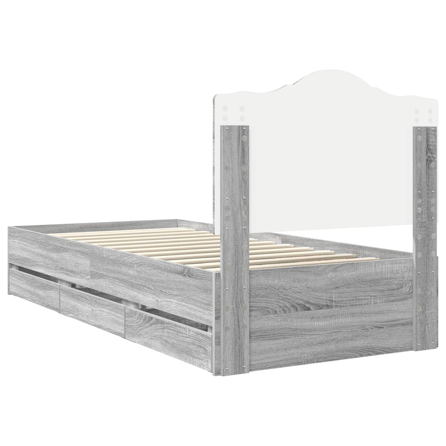 Bedframe met lade Grijze Sonoma 75 x 190 cm Ingenieurshout