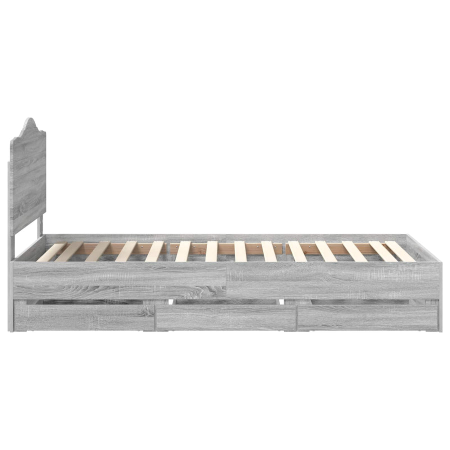 Bedframe met lade Grijze Sonoma 75 x 190 cm Ingenieurshout