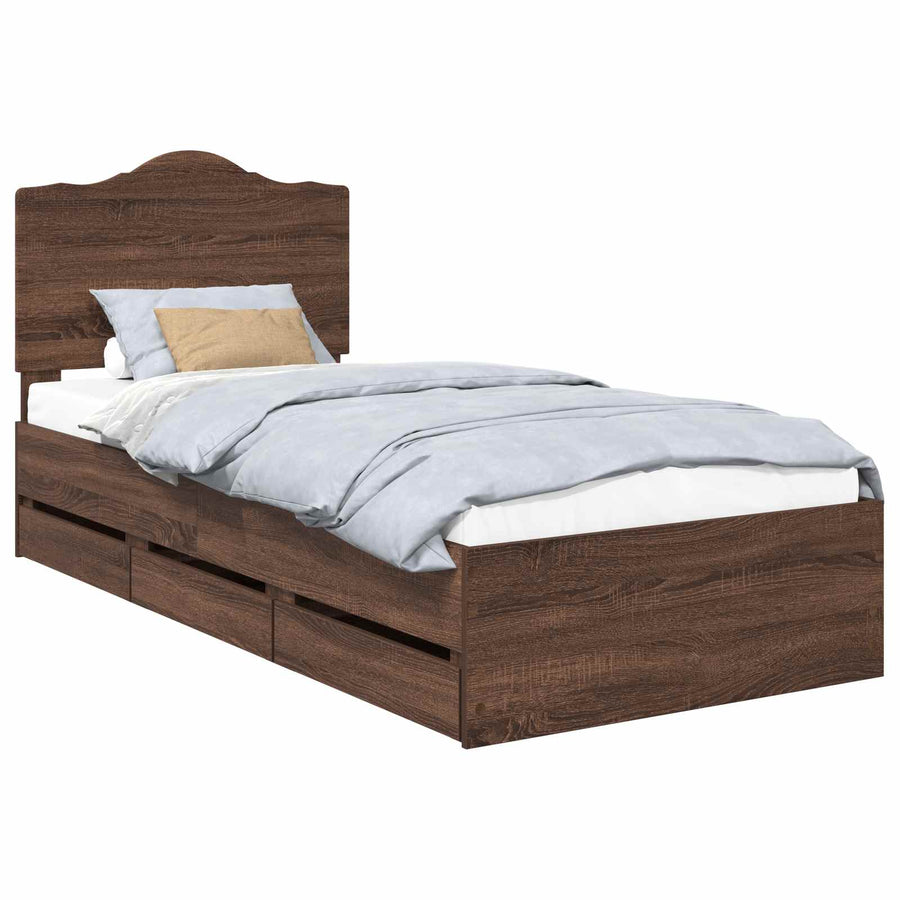 Bedframe met lade Bruine eik 75 x 190 cm Ingenieurshout