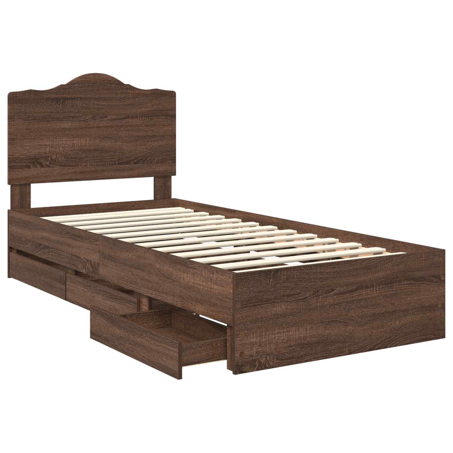 Bedframe met lade Bruine eik 75 x 190 cm Ingenieurshout