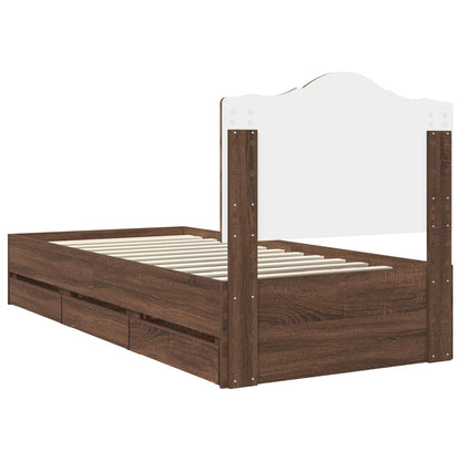 Bedframe met lade Bruine eik 75 x 190 cm Ingenieurshout