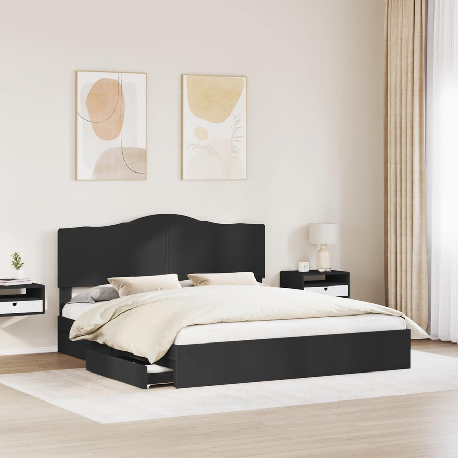 Bedframe met lade met opslag Zwart 200 x 200 cm Bewerkt hout